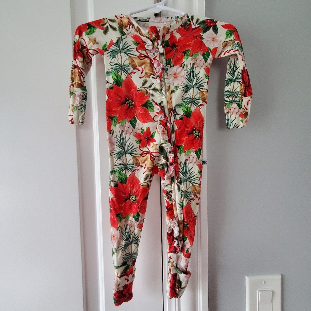 Bums And Roses Zipper Onesie Convertible Footed Pajamas 0-3 Months